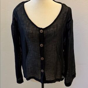 Lightweight Black Button-Front Women's Top